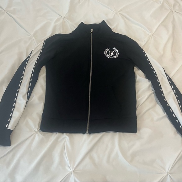 PINK Victoria's Secret Black and White Track Jacket XS - Picture 3 of 8